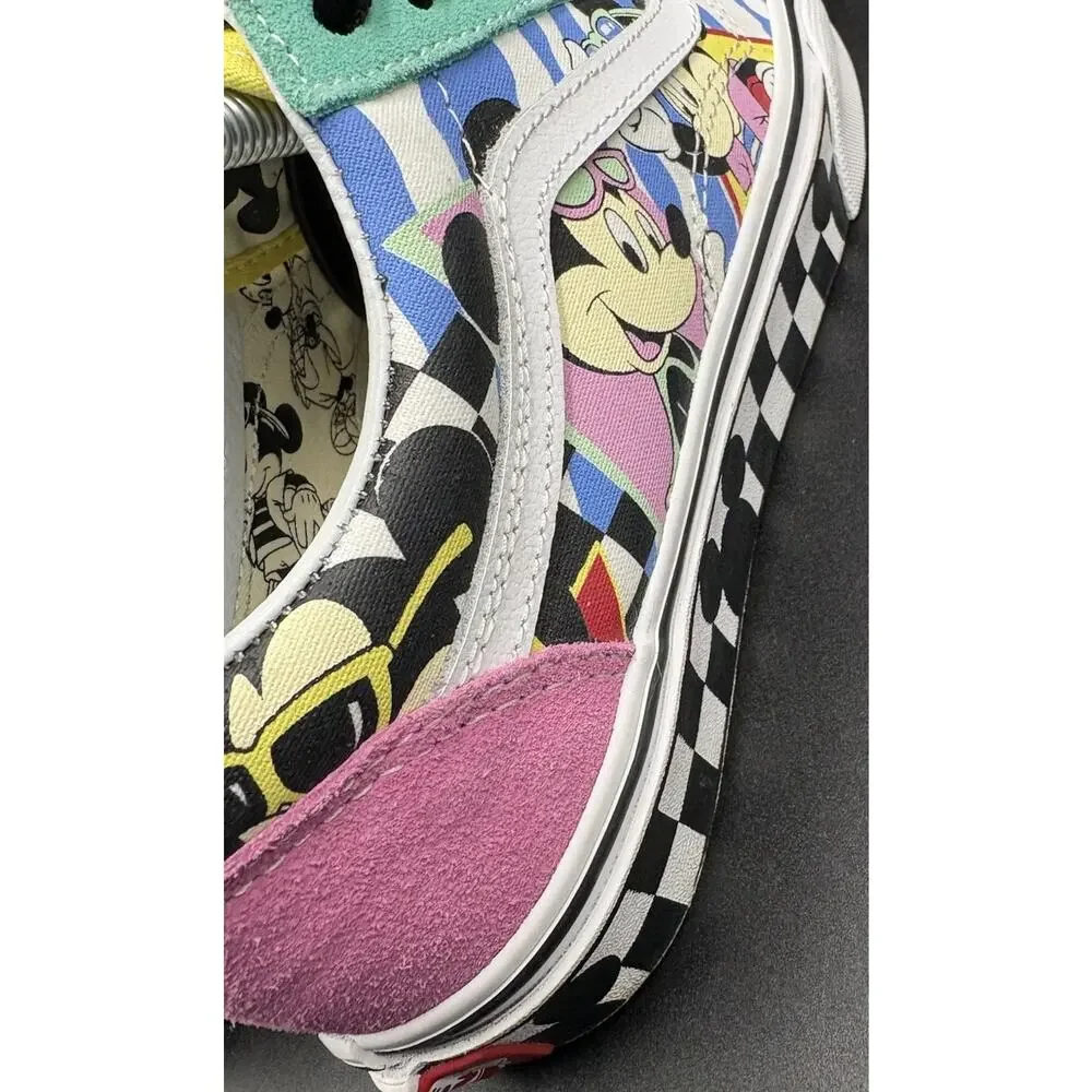 Vans Disney Mickey Mouse Old Skool Men's Checkered Multicolor Canvas Sz6,Wmns7.5